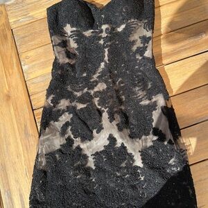 Tony Bowls Size 10 Strapless Black Lace Dress